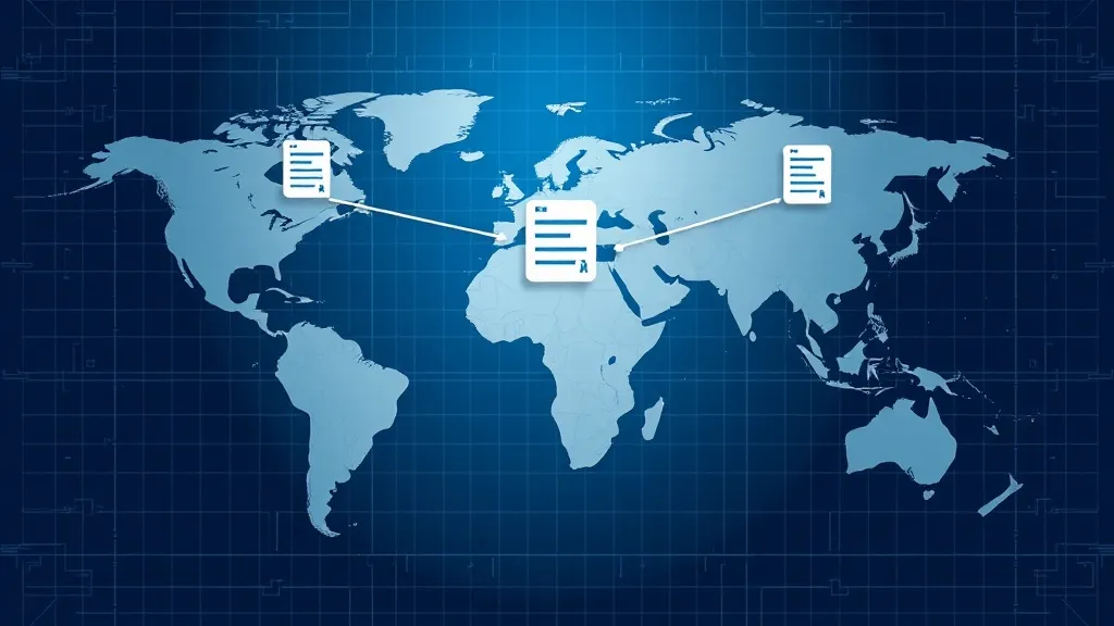 A technical diagram showing stylized server icons connected